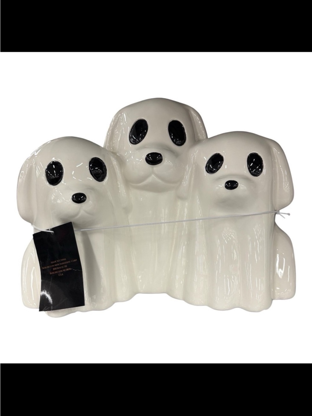 Halloween Ceramic Ghost Dog Trio Figurine